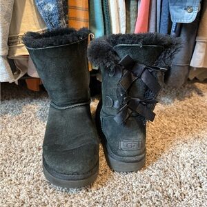 UGG Bailey Bow Black Suede Boots